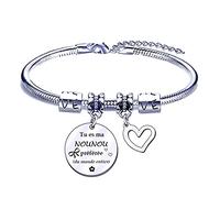 FGHJK Bracelet Nounou,Cadeau Nounou,Assistante Maternelle,Auxiliaire de Puériculture,Nourrice,Cadeau de fin de contrat chouette,Bracelet Cabochon Breloque Coeur,Crèche,Fait Main (3)