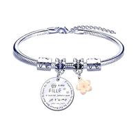 FGHJK Cadeau Femme Noel Bracelets Femme Enfant à Ma Fille Je t'aime Idee Cadeau Ado Fille Anniversaire Pendentif Bracelets