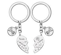 FGHJK Cadeau Porte-clés idéal pour Couple,Porte-clés en forme de cœur, porte-clés pour partenaire, petit porte-clés en forme de cœur,Cadeau Saint Valentin,Cadeau Noel Couple (10)