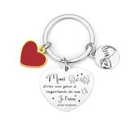 FGHJK Cadeau Porte-clés idéal pour Couple,Porte-clés en forme de cœur, porte-clés pour partenaire, petit porte-clés en forme de cœur,Cadeau Saint Valentin,Cadeau Noel Couple (13)