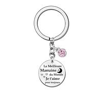 FGHJK Porte clé Marraine Cadeau Marraine Cadeau Femme Cadeau Marraine Bapteme La Meilleure Marraine du Monde Je t'aime pour toujours Cadeau Anniversaire Femme Marraine Porte clé Femme (1)
