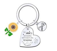 FGHJK Porte clef de Demande Témoin de Mariage 'Veux Tu Être Ma Témoin Je T'aime', Ensemble avec Pendentifs Floraux Roses, Pochette Cadeau Incluse (2)