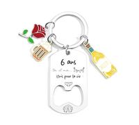 FGHJK Porte-clés Anniversaire - Cadeau 6 ans de mariage pour les Noces d'Émeraude ou Anniversaire de Couple 6 ans, Cadeau Romantique et Unique Idéal Saint-Valentin, Noël (6 ans)