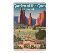 FGHRR Garden of Gods Colorado USA Art Déco Style Vintage Poster Illustration Métal Tin Wall Rusty Retro Look Sign Poster Cadeaux Cafés Bar Club Bureau Magasin Yard Garage 30,5 x 20,3 cm