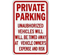 FGHRR Panneau en aluminium avec inscription « Private Parking Unauthorized Vehicles Will Be Towed Away at Vehicle Owner'S Expense and Risk » - 30,5 x 20,3 cm