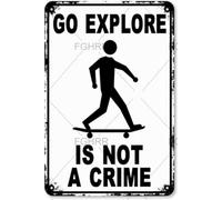 FGHRR Panneau en aluminium « Skateboarding is Not A Crime » - Accessoires en métal - 30,5 x 20,3 cm