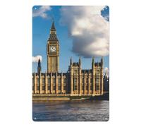 FGHRR Poster mural en métal avec inscription « Big Ben and Houses of Parliament London England » - Style rétro - Pour cafés, bars, clubs, bureaux, magasins, cours, garages, 30,5 x 20,3 cm