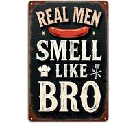 FGHRR Real Men Smell Like BBQ Plaque en métal en aluminium vintage Peinture en fer pour intérieur ou extérieur 30,5 x 20,3 cm