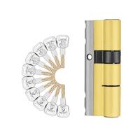 FGHSKIZ Cylindre de Serrure, décoratives sur Bois, 10 clés Double Face en Acier Inoxydable, Barre Anti-Rupture, rainure Serpentine Laiton, Serrure à Cylindre de Porte(65mm)