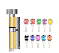 FGHSKIZ Cylindre de Serrure, décoratives sur Bois, Cylindre Simple Face Ouverte, Barre en Acier Inoxydable Anti-Levier, Cylindre à rainure de Serpent Laiton, 10 clés, Serrure Cylindre(85mm)