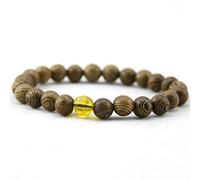 FGHSKIZ Les Perles de Bois, 1 Pc Bracelet en Bois Naturel Ailes de Bois Bracelets de Perles sixième Mantra Perles Bracelets for Hommes-Rouge(Oranje)
