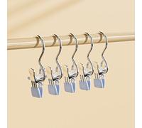 FGHUF 5 Pièces Cintre Pince Crochet à Linge Portable Métal,Clips De Cintre à Linge en Acier Inoxydable, Pivotant à 360° Cintre Pince Clips De Crochet pour Pantalon Chaussettes