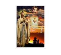 FGHUJ Poster Vierge Marie et Sacré Cœur de Jésus Christ Affiche 50 x 75 cm