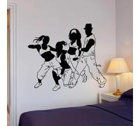 FGJFGGFR Autocollant mural en vinyle PVC noir pas de danse chambre de jeunesse art de danse hip hop danse de rue décoration de chambre