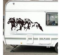 FGJFGGFR Ensemble de 3 autocollants en PVC noir pour camping-car camion course de chevaux voyage animaux jungle forêt décoration