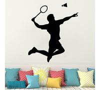 FGJFGGFR Joueur de Badminton Sticker Mural Salon Art Mural Badminton Decal Art Décoration Murale Vinyle Détachable,Black,42X49CM