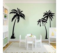FGJFGGFR Lot de 3 autocollants en PVC noir pour palmiers plage d'été salon salle de jeux plantes stickers muraux pour chambre à coucher
