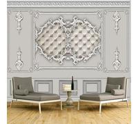 FGJFGGFR Papier peint mural autocollant en PVC 3D pour salon motif relief argenté pack souple décoration d'intérieur autocollant mural