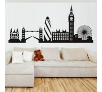 FGJFGGFR Sticker mural Londres Skyline Silhouette de ville Bâtiment Paysage Sticker Salon Chambre Art mural Mural Noir Auto-adhésif