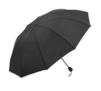 FGJUYLKvchgf Parapluie parapluie pliante compacte Trois parasols avec bande réfléchissante Conception Bonne résistance au vent République efficace République de l'eau Hommes Parapluie(Black)