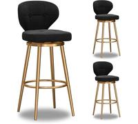 FGJUYLKvchgf Tabourets de Bar pivotants à 360° avec siège rembourré en Velours for îlot de Cuisine/Bistro(Black-3pcs,Height:75cm)