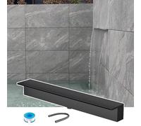 FGNIWAAE Cascade de déversement encastrée Murale Personnalisable en Acier Inoxydable 304, 1 pièce, for piscines, Jardins et Aquariums(Black,145cm)