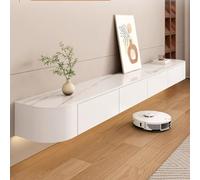 FGNIXLN Meuble TV,Largeur 140 cm,Lowboard TV,Meuble TV Suspendu,Meuble Salon,Style Moderne Blanc + Pierre frittée