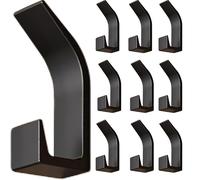 Fgnuay 10 Crochets Muraux Adhésifs Double Hauteur,Support Lourd sans Perçage pour Salle de Bain,Porte,Vêtements - Accroche-Tout pour Serviettes, Robes, Vestes,Adhésif Résistant à l'Eau (Noir)