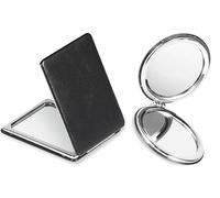 Fgnuay Mirror Compact, 2 Pack Double - Sided 1x / 2X Magnifying Metal Pocket Makeup Mirror Travel Black Miroir Portable pour Hommes et Femmes (Noir, 3.1 "Round & 3.3" Rectangle)