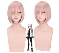 FGO perruque courte rose clair destin/grand ordre perruque cheveux halloween Mash Kyrielight demi-serviteur shielder Merlin perruque Cosplay + casquette de perruque taille unique 487