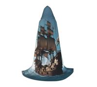 FGPkjh Cape à capuche avec imprimé bateau pirate pour cosplay, carnaval, événements pour célébrations, voyages en plein air