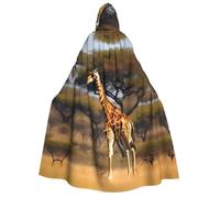 FGPkjh Cape à capuche pour adulte avec imprimé girafe africaine majestueux pour cosplay, fête, carnaval, bal masqué, célébrations saisonnières