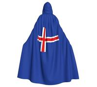 FGPkjh Cape à capuche unisexe avec imprimé drapeau de l'Islande pour cosplay, carnaval, bal masqué, festival, spectacle