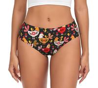 FGPkjh Culottes pour femme avec imprimé coq et poules - Culotte extensible sans couture - Confortable - Fonctionnel - À porter au quotidien, Noir , S