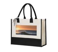 FGPkjh Sac fourre-tout imprimé « Last Sun Rays Of Over The Sea Waves » - Cadeau en toile - Respectueux de l'environnement - Pour la plage, les voyages, le bureau