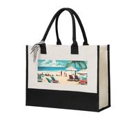 FGPkjh Sac fourre-tout unisexe en toile avec imprimé paysages de plage, sac de courses respectueux de l'environnement pour la plage, les voyages, le bureau