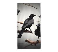 FGPkjh Serviette de bain douce et absorbante à séchage rapide Motif corbeau et oiseaux sur une branche Noir