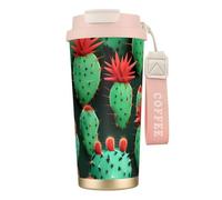 FGPkjh Tasse de voyage en acier inoxydable avec impression artistique de nombreux petits cactus pour le bureau, l'extérieur, le camping, le café, les boissons