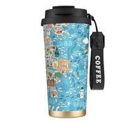 FGPkjh Tasse de voyage en acier inoxydable avec impression carte de la Grèce pour bureau, camping, café, boisson