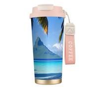 FGPkjh Tasse de voyage en acier inoxydable avec impression de plage de Tahiti pour le bureau, l'extérieur, le camping, le café, les boissons