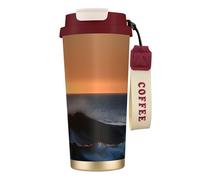 FGPkjh Tasse de voyage en acier inoxydable avec impression « Last Sun Rays of Over The Sea Waves » pour le bureau, le camping, le café, les boissons