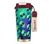 FGPkjh Tasse de voyage en acier inoxydable avec imprimé extraterrestres verts pour le bureau, l'extérieur, le camping, le café, les boissons