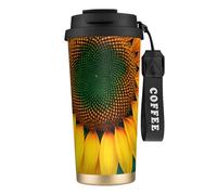 FGPkjh Tasse de voyage en acier inoxydable avec imprimé tournesol arc-en-ciel pour bureau, camping, café, boisson