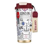 FGPkjh Tasse de voyage en acier inoxydable avec inscription « I Love London » pour le bureau, le camping, le café, les boissons