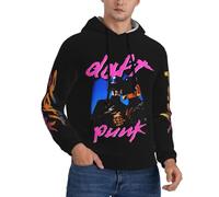 FGRID Musique Duo Punk Sweat à Capuche pour Hommes Femme Graphique imprimé Sweat à Capuche Pull Hip-hop à Capuche Loisirs Noir S