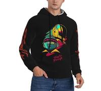 FGRID Musique Duo Punk Sweat à Capuche pour Hommes Femme Graphique imprimé Sweat à Capuche Pull Hip-hop à Capuche Loisirs Noir S