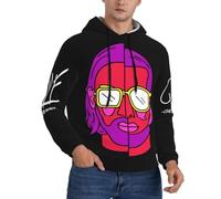 FGRID Sweats à Capuche Le Monde Chico Rap pour Hommes Hip Hop Unisexe Pull Streetwear Sweat à Capuche à Manches Longues Noir S