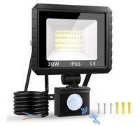 FGRYB Projecteur Led Exterieur Detecteur de Mouvement - 30W Led Murale Alimentation D'énergie Projecteur Extérieur Etanche Eclairage Exterieur Jardin Garage Backyard Motion Detector