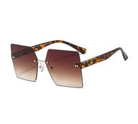 FGSHDBCU MUTYNE Lunettes de Soleil carrées sans Monture Femmes Mode surdimensionné Lunettes de Soleil sans Cadre Dames Nuances dégradé UV400