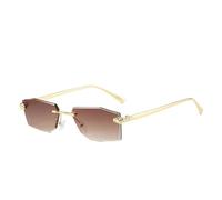 FGSHDBCU MUTYNE Luxe sans Cadre carré Lunettes de Soleil Hommes Alliage sans Cadre dégradé Lunettes de Soleil Femmes Mode rétro polygone